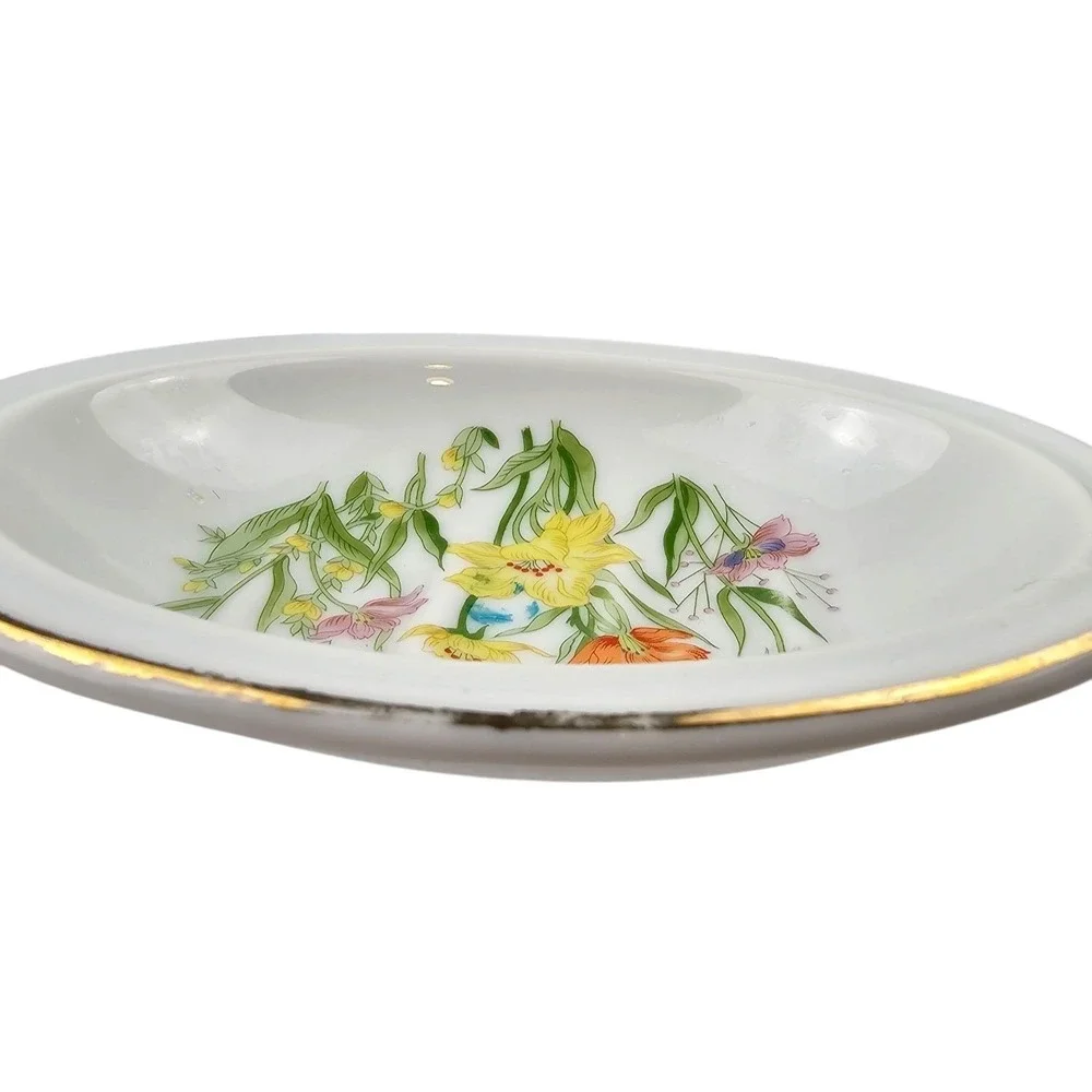Vintage Day Lily Seymour Manning Fine China Soap Dish Floral‎